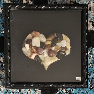 Heart-Shaped Mixed Media Art in Black Frame